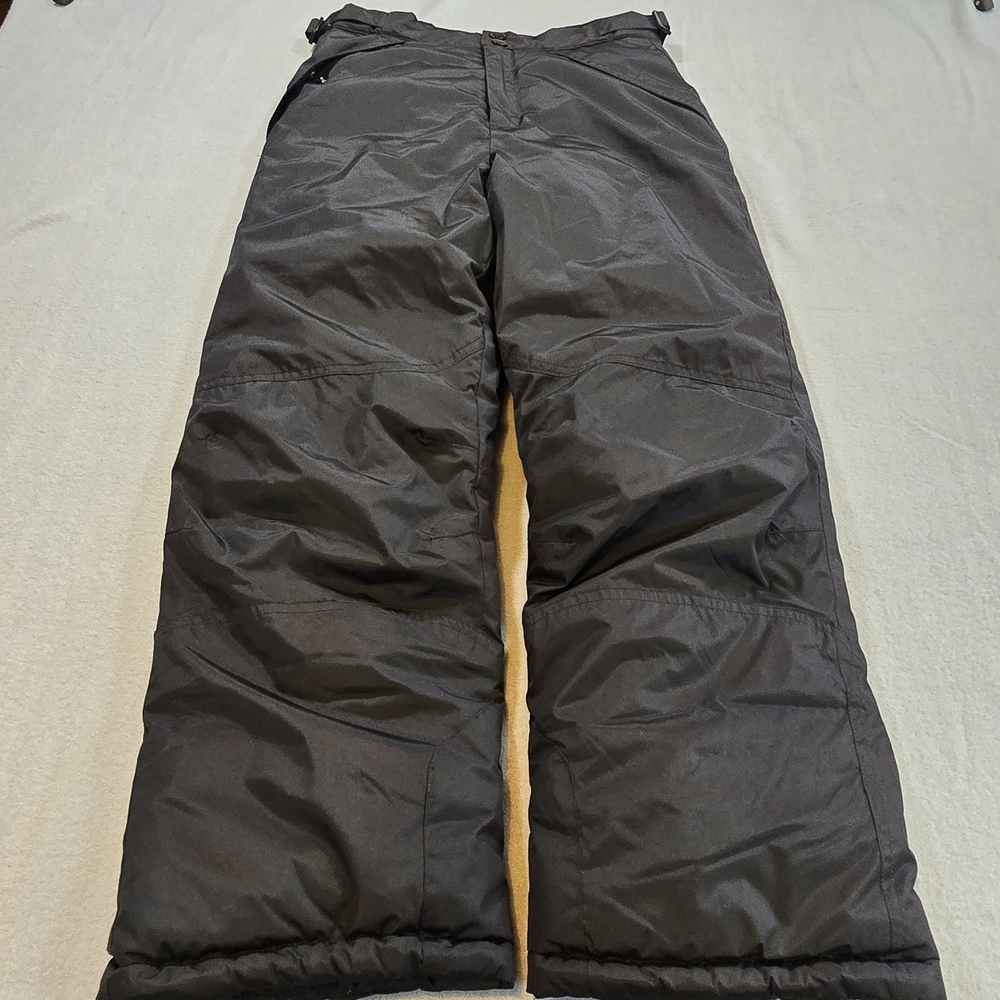 London Fog Snow Pants Kids L 14-16 Black Insulated Ski Trousers Adjustable Waist